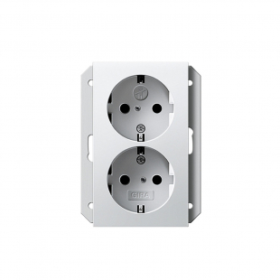 2-vägsuttag jordat S55 vit blank