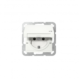 1-vägsuttag med lock infällt vit blank